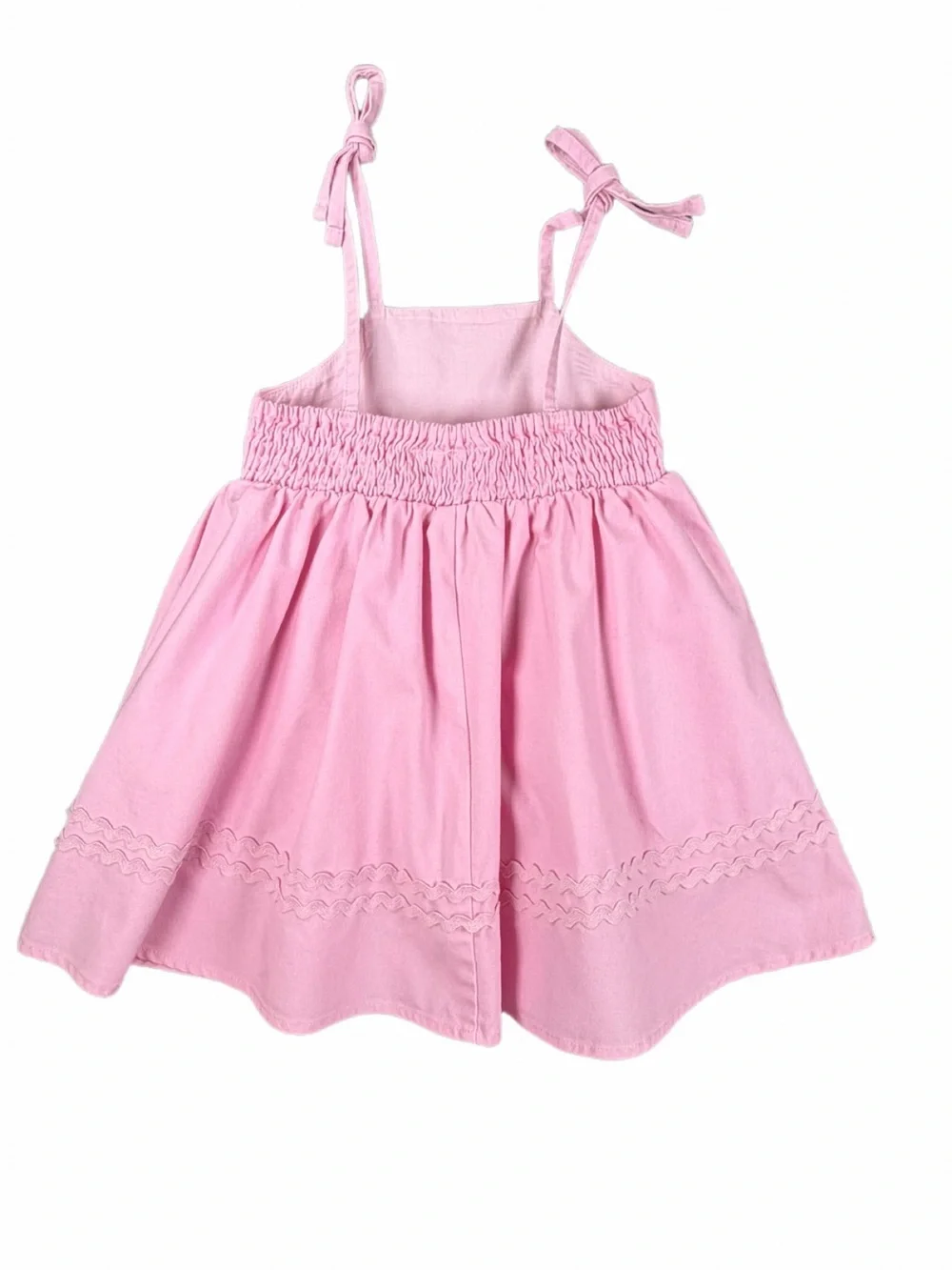 SOUTHERN SMOCKED CO Tie Shoulder Linen Cotton Dress - 2T